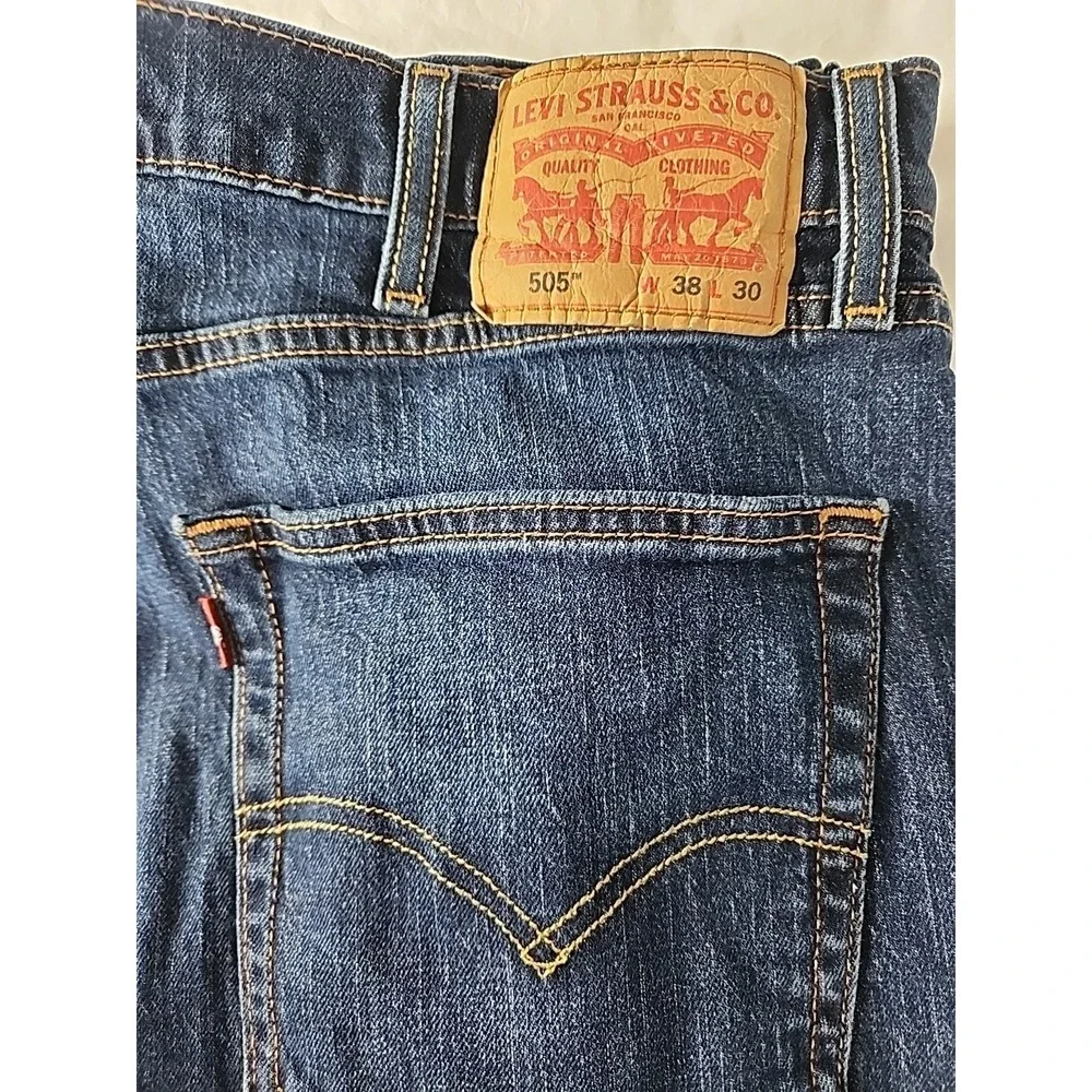 Levi's 505 Blue Jeans Men's 38x30 Straight Dark Wash‎ Retro Classic Western EUC